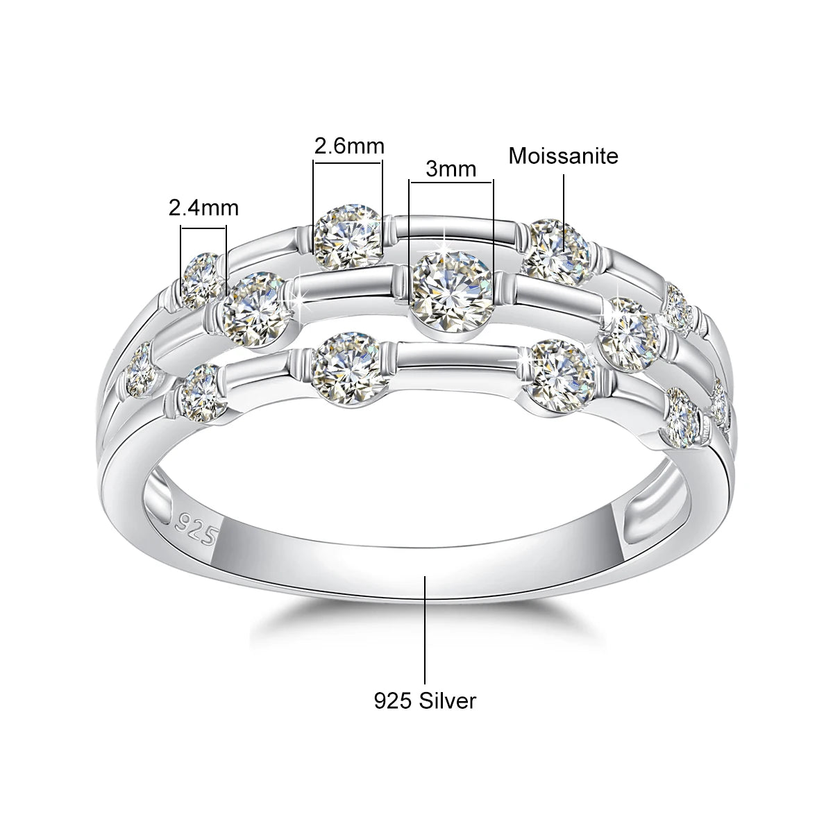 Szjinao Brand Trendy Moissanite Ring Eternity Wedding Band Solid 925 Silver Rings For Women Jewelry Engagement Gift Dropship
