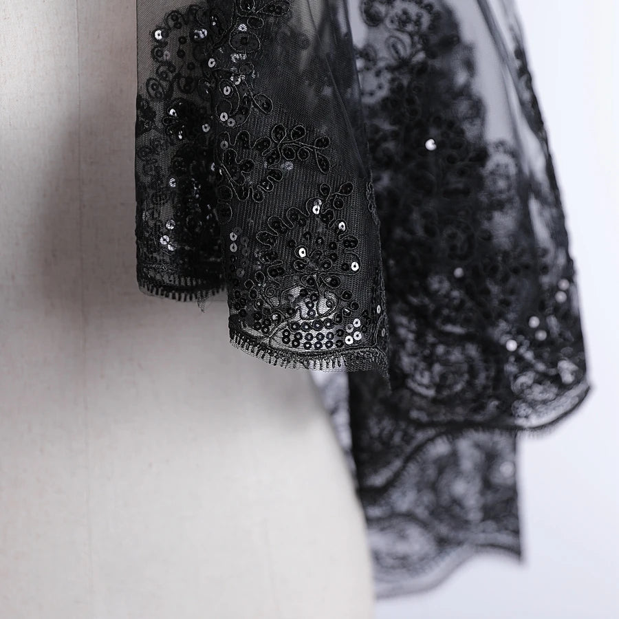 New Arrival Wedding Veil 2 Layers Appliqued Edge Bride Veils Short Black Lace Bridal Veils Boda 2025