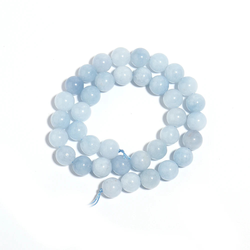 Natural Aquamarines Stone Beads 4 6 8 10mm Light Blue Round Loose Stone Beads For Jewelry Making DIY Bracelets Necklace Supplies