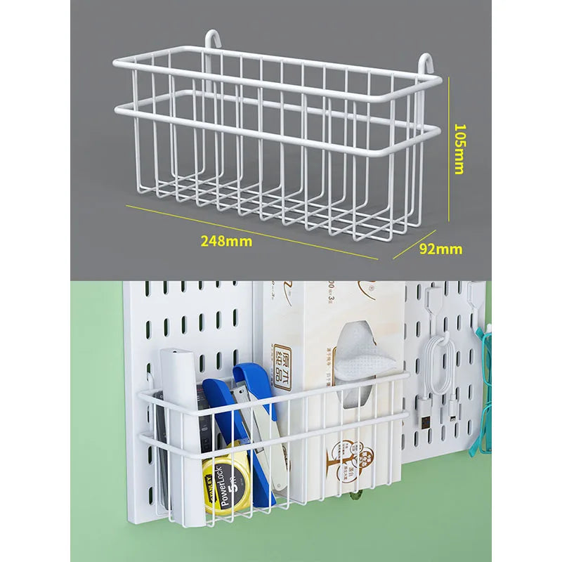 Nordic-Style Display Shelf Background Wall Storage Board: Simple Drilled Room Creative Wall Storage Pegboard Wall Combination