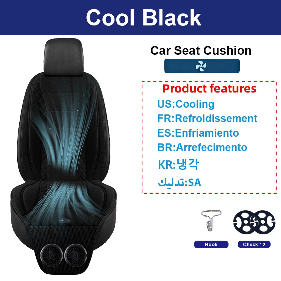 2-in-1 12V Car Cooling & Heating Seat Cushion for All Seasons or Universal USB Summer Ventilated Car Seat Cover Car Accessories