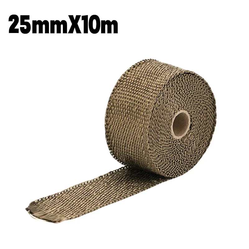 5m Roll Fiberglass Heat Shield Motorcycle Fiberglass Heat Shield Tape Exhaust Thermal Tape High temperature with Stainless Ties