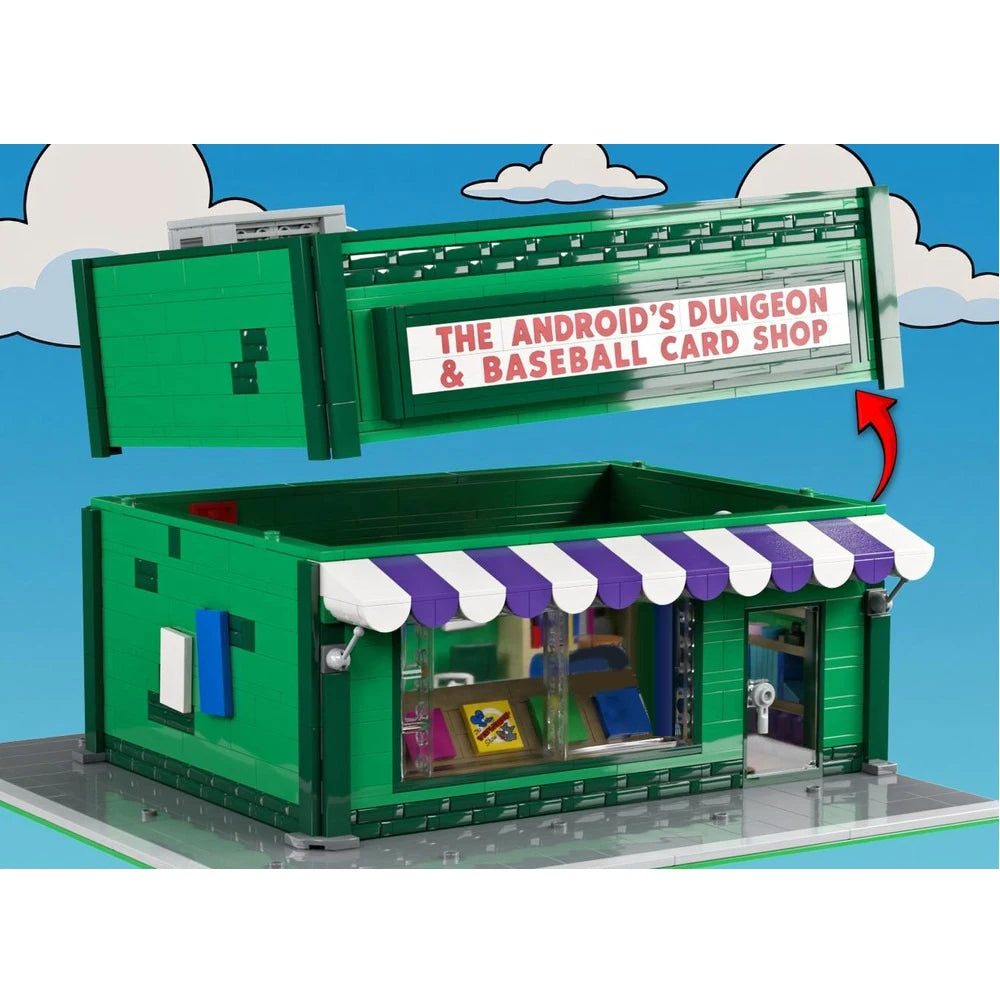 MOC Building Modular Robot Dungeon with Baseball Card Store Street Scene Collectible Building Blocks DIY Assembly Toy Boy Gift