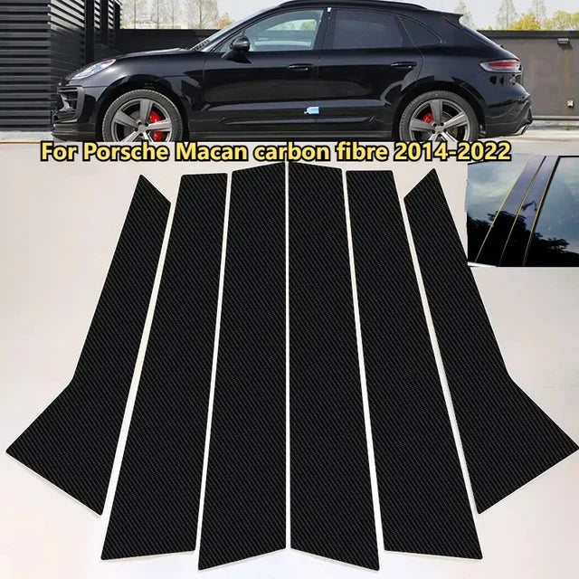 Glossy Black Pillar Posts Door Side Window Trim Sticker Cover For Porsche Macan Panamera 970 Porsche Panamera Car accessories
