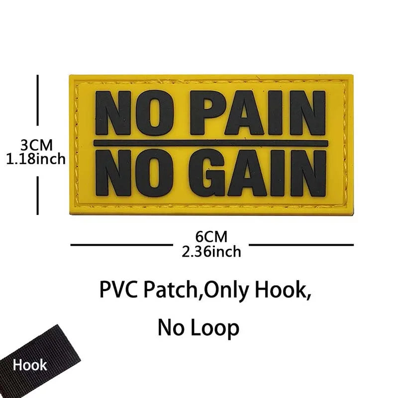 No Pain No Gain,Fitness Morale Badges,Bench,Press,Deadlift Weightlifting Clothes Applique Tactical Emblem Embroidered Patches