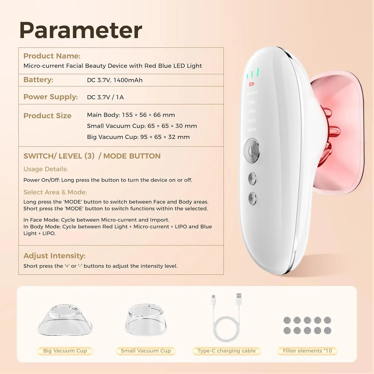3 in 1 Body Sculpting Machine Liposuction Massager Body Anti Cellulite Tool Microcurrent Facial Skin Tighten Device Fat Burner