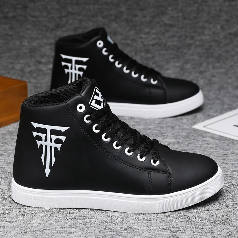 1 Pair of High-Top Men's Board Shoes, Thick Soles for Wear Resistance, Anti-Slip and Easy to Wear, Available in Large Sizes, Ver