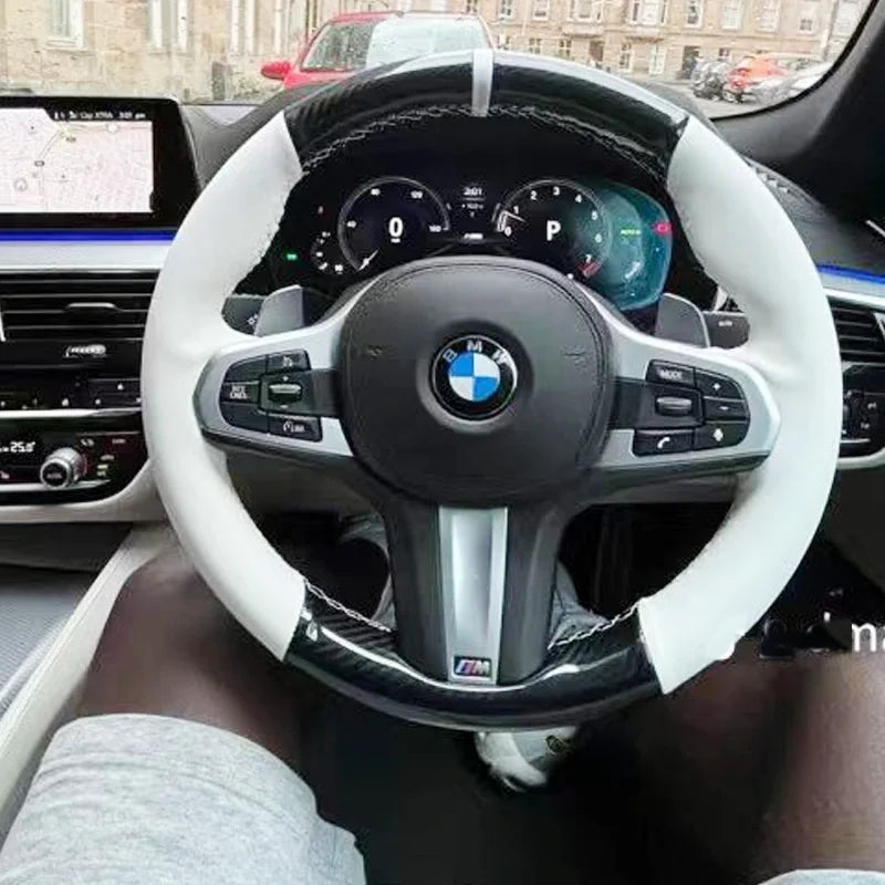 Hand Stitched Non-slip Car Steering Wheel Cover for BMW M Sport G30 G02 X5 F40 F41 g82 M4 DIY Soft Suede Car Interior