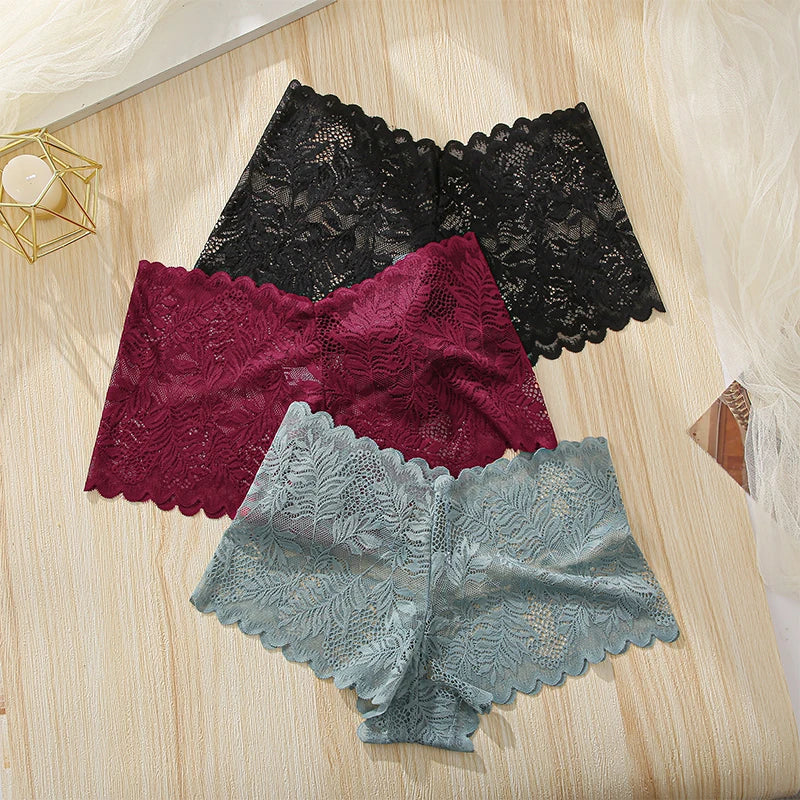 3pcs Women's Sexy Lace Bras for Women With Floral Edges seduction seamless briefs Exquisite Underwear Comfort Underpants