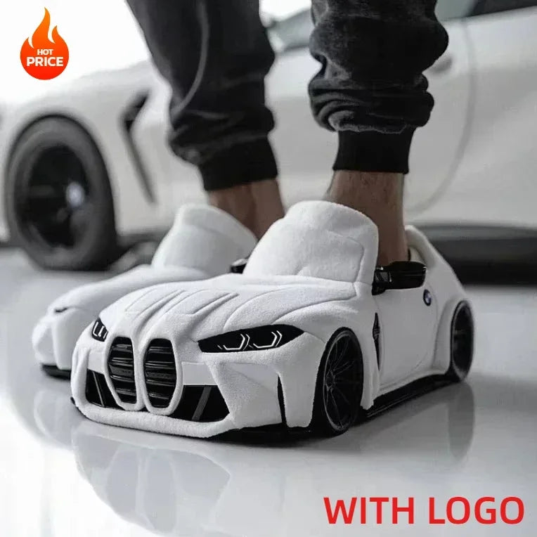 2026 Fun Vehicle Shape Car Plush Slippers For BMW Slippers Stuffed Shoes Women Men Valentine's Day Gifts Indoor House Zapatillas