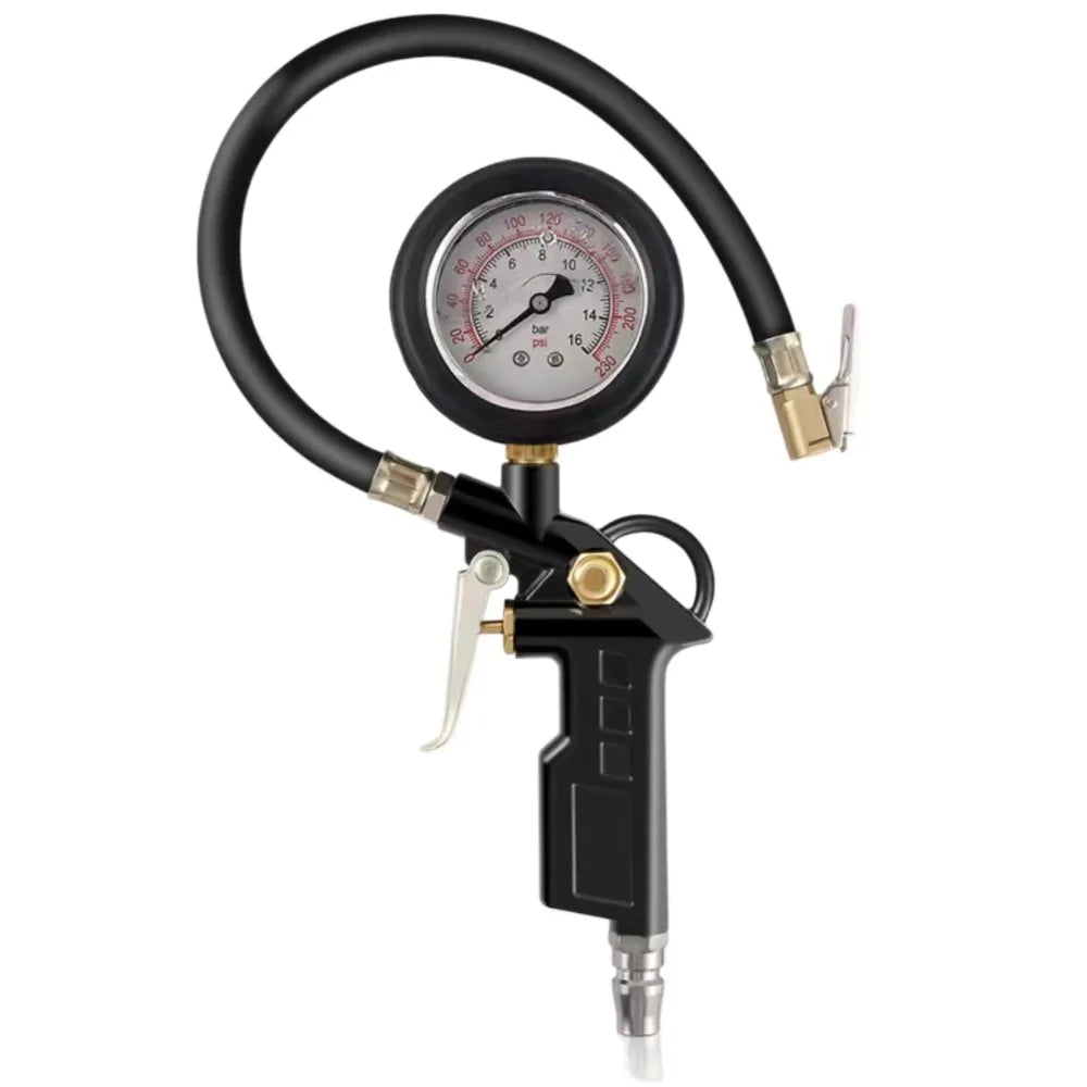220PSI Tire Air Pressure Inflator Meter Display 0-16Bar Digital Tire Inflation Adapter LCD Digital Display Non-slip Handle
