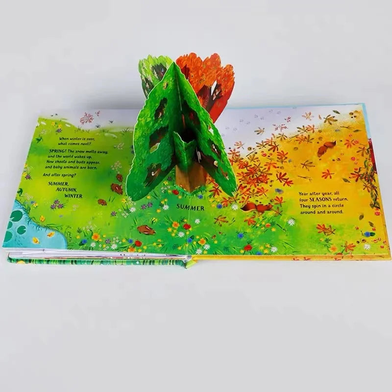 Usbrone POP UP Seasons English Educational 3D Flap Picture Baby Story Card Books Children Kids Reading Book for 3-6 Years Old