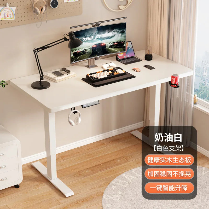 Electric Height Adjustable Computer Desk Solid Wood Study Table Home Office Desk E Sports Gaming Workbench Lab Bench Science