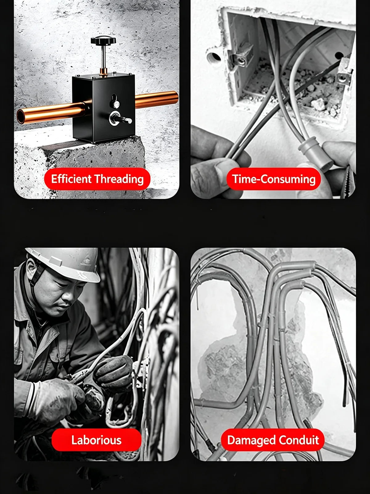 Electric Drill Wire Puller Adjustable Cable Threading Tool For Wall Concealed Pipe Bend Conduit Wiring Machine