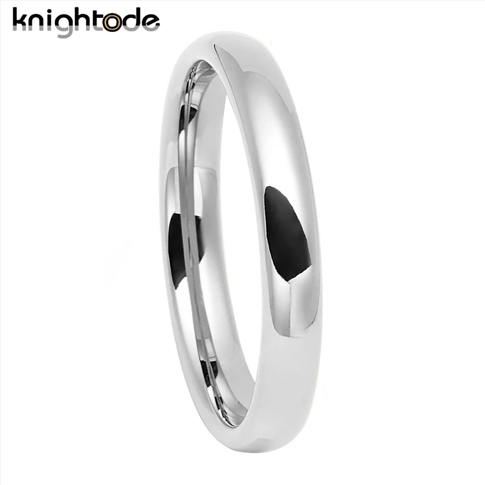 White Gold Color Tungsten Carbide Ring Simple Wedding Band Men Women Engagement Anniversary Gift Dome Polished Comfort Fit