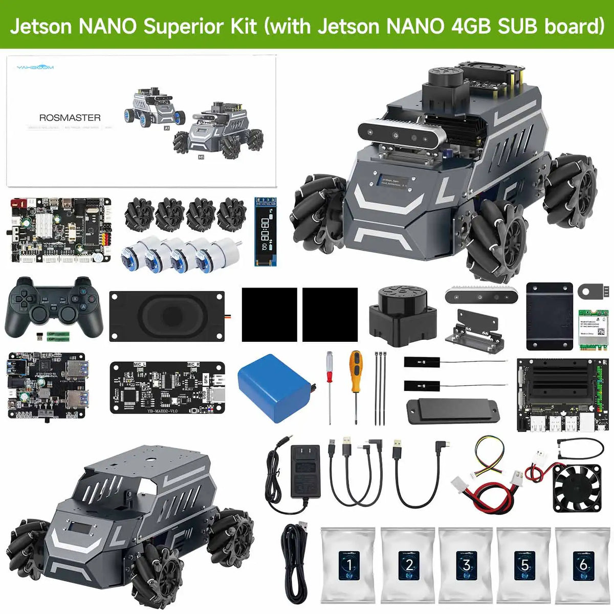 ROSMASTER M1 AI Large Model Embodied Intelligence Educational Robot Support 3D Depth Vision Jetson/Raspberry Pi/RDK X5 Control