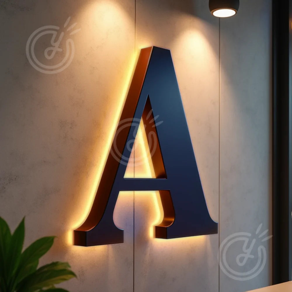 Custom LED House Number Outdoor Metal Letters Sign for Business Storefront Waterproof Illuminated Backlit House Number Signage