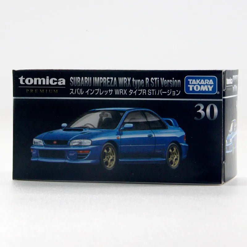 Original TAKARA TOMY Tomica Premium No.30 Subaru Impreza WRX Type R STi Version 1/61 Diecast Alloy JDM Model Car with Working Su
