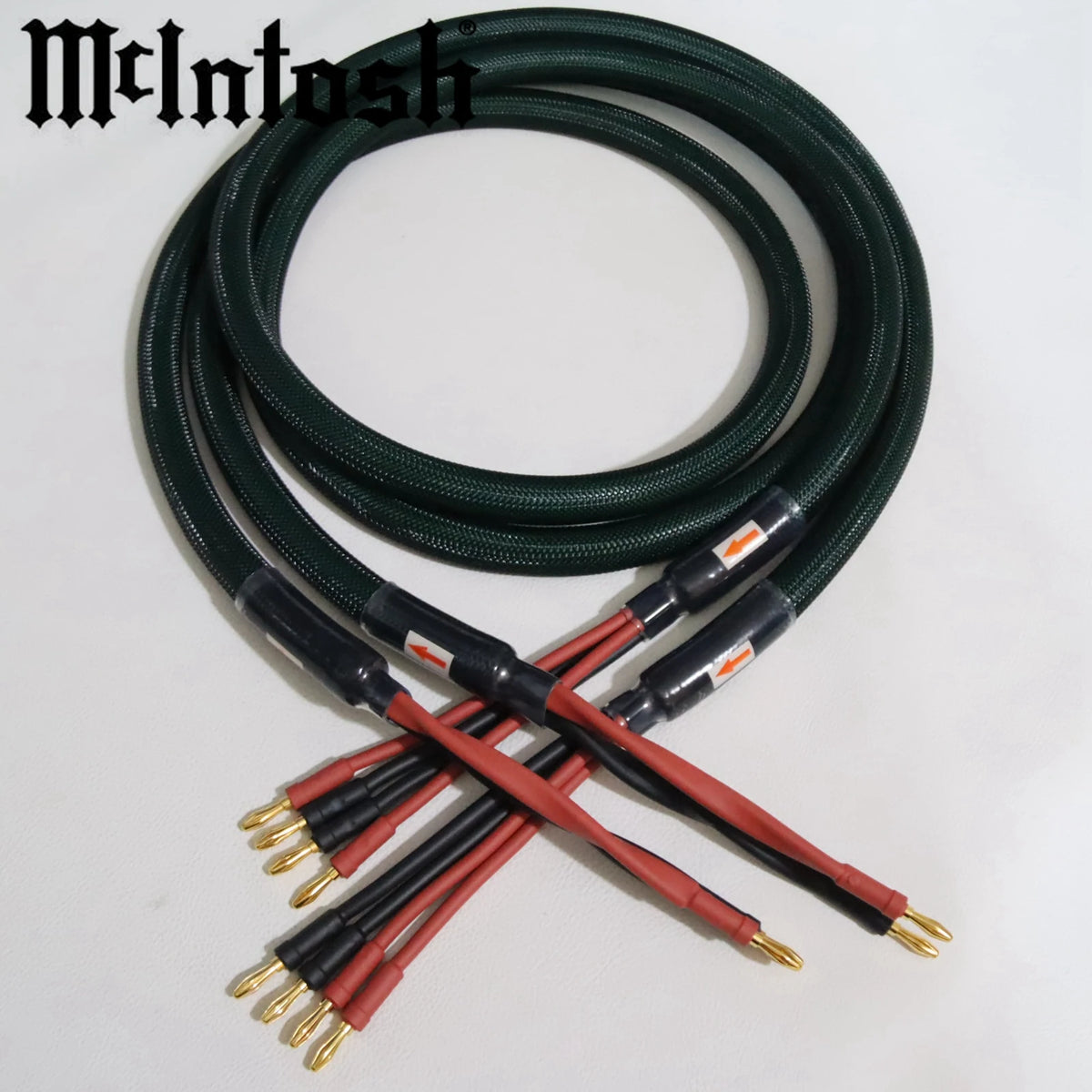 1 pair McIntosh 4 to 8 biwire Single Silver Plated hifi amplifier speaker Cable with Gold-plated, non-magnetic Banana Plug