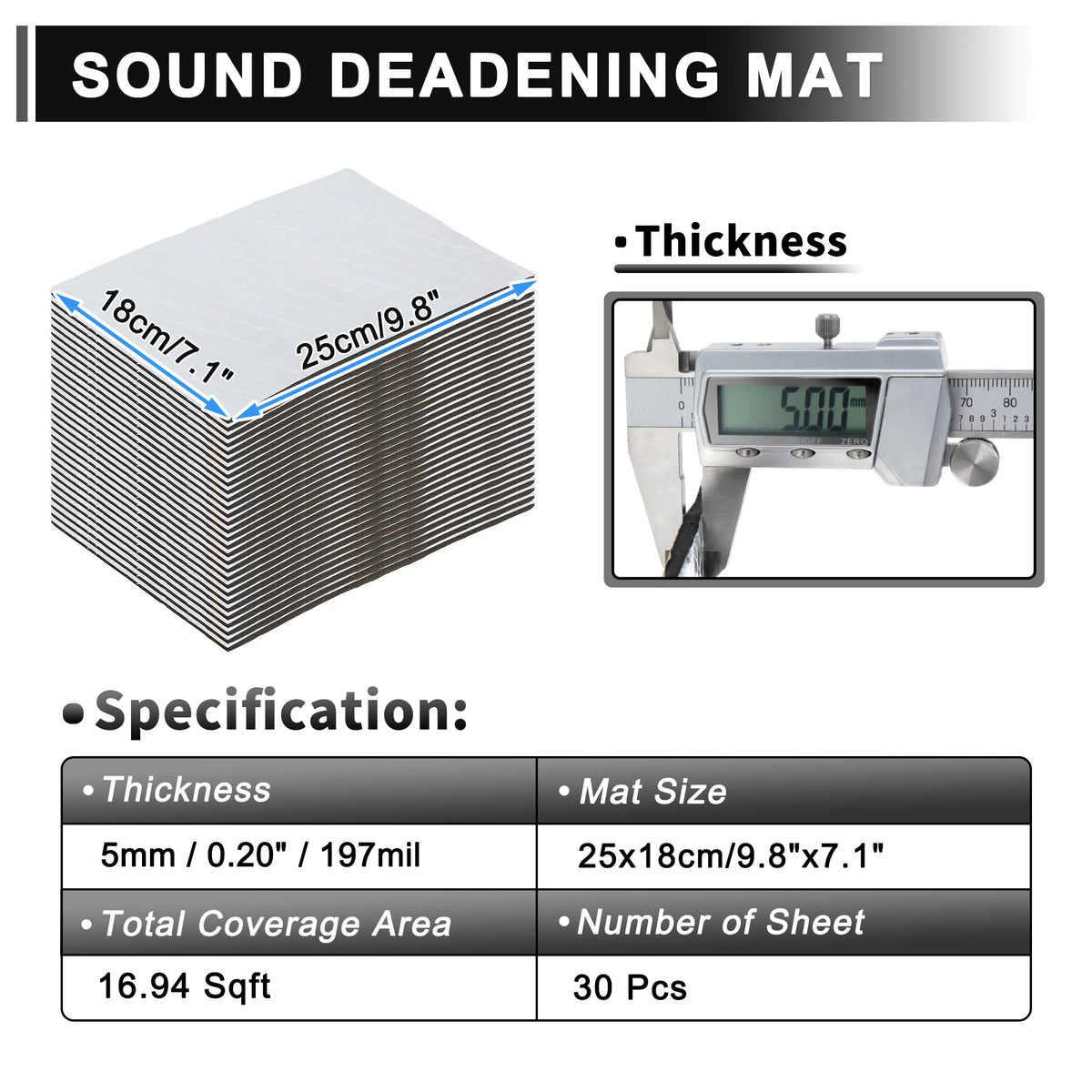 Uxcell 35/25/15pcs Self-Adhesive Sound Deadening Mat for Auto Van Sound Proofing Aluminum Foil Foam Car Thermal Insulator