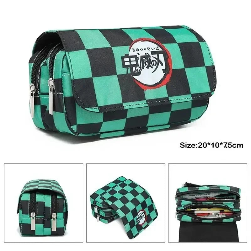 Demon Slayer 3D Anime Pen Bag Student Storage Bag Tanjirou Nezuko Zenitsu Giyuu Cartoon Pen Box Cute Boys Girls Pencil Case.