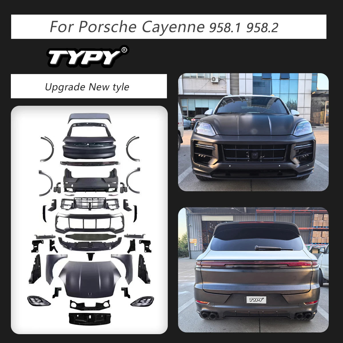 TYPY Car Accessories Body Kit For Porsche Cayenne 958 2011-2017 958.1 958.2 Upgrade 2025 To Body Kit Bumpers Head Lamps