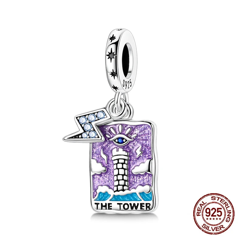 100% 925 Sterling Silver Tarot Collection Pendant DIY Hourglass Beads Fit Pandach Original Bracelet Women Jewelry Birthday Gift