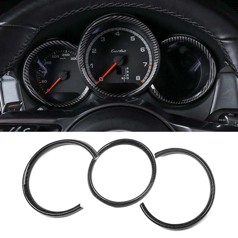 ABS Car Dashboard Trim Ring Cover Carbon Fiber Style Accessories For Porsche Macan Boxster 718 Cayman