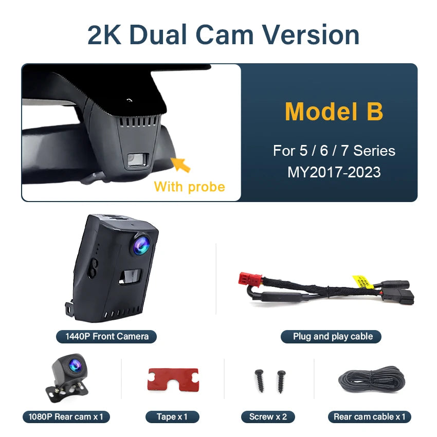 For BMW 2017-2023 G30 G31 G38 G11 G12 G32 M5 F90 5 Series 530i 540i 520i 520d 530d 540d FHD Wifi Car DVR 4K Dash Cam Camera