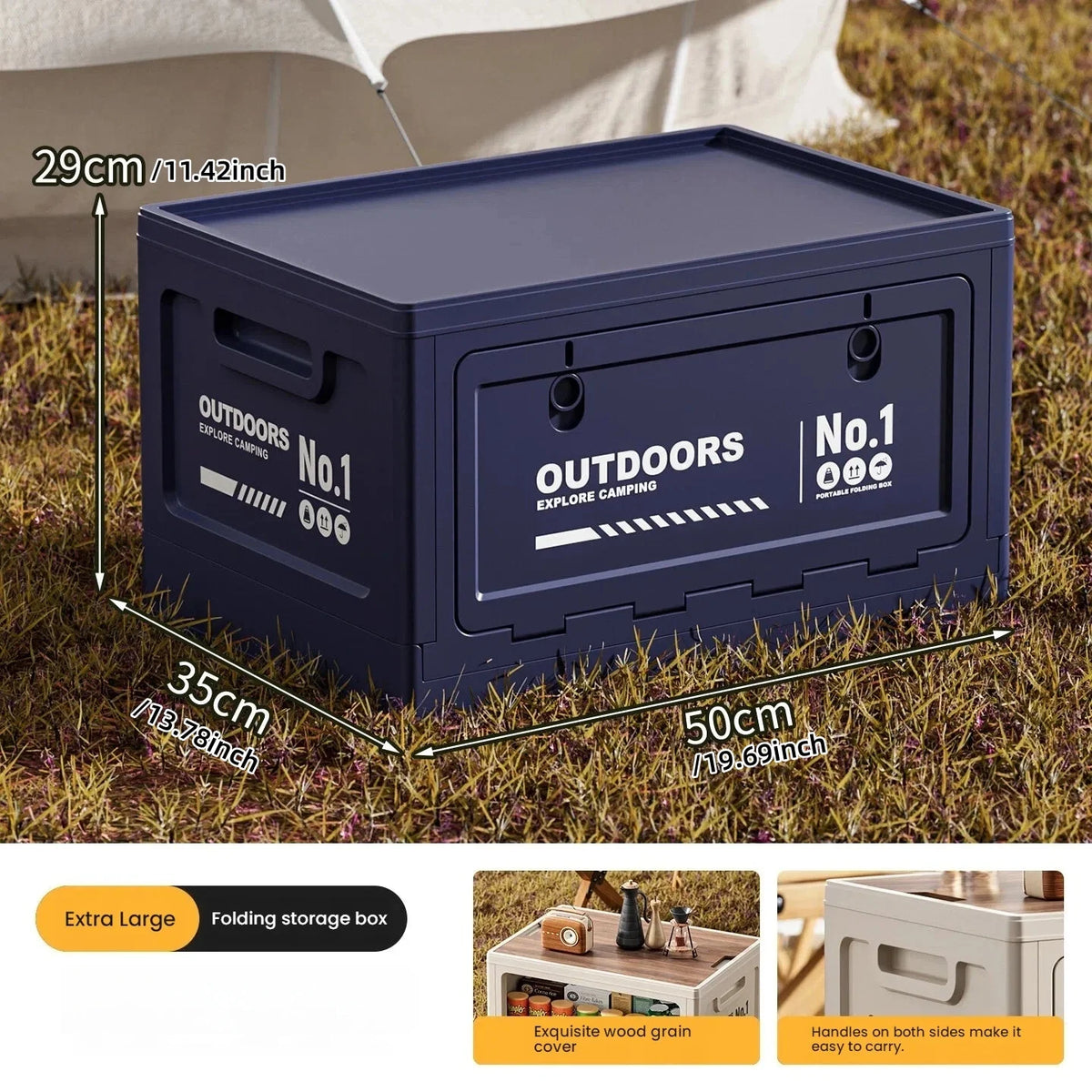 Rechargeable storage box, vehicle storage box, car trunk organizer box, large-capacity outdoor folding storage box
