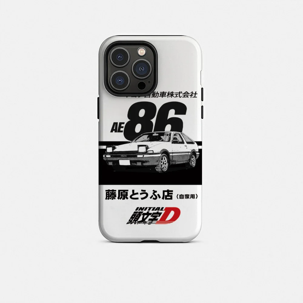 Initial D AE86 Phone Case For iPhone 17 16 15 14 13 12 Pro Max Plus Glossy HD Double-Layer Liquid Hard Shell