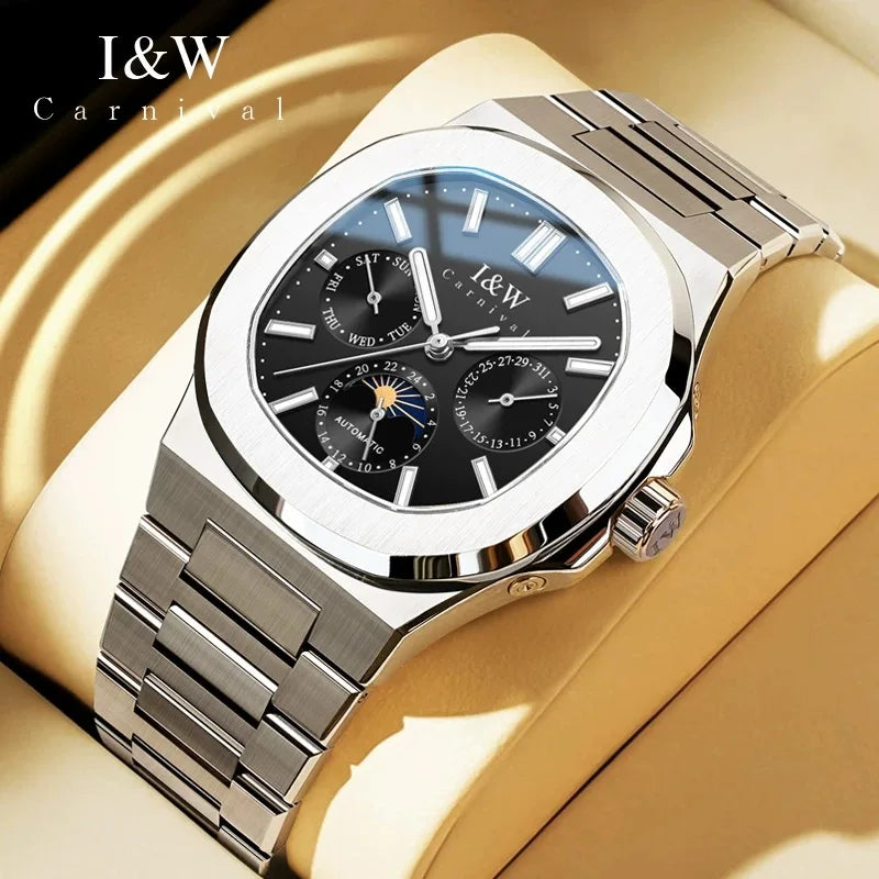 Carnival Original Brand Luxury Watches for Men Fashion Waterproof Business Calendar Automatic Mechanical Wristwatch Reloj Hombre