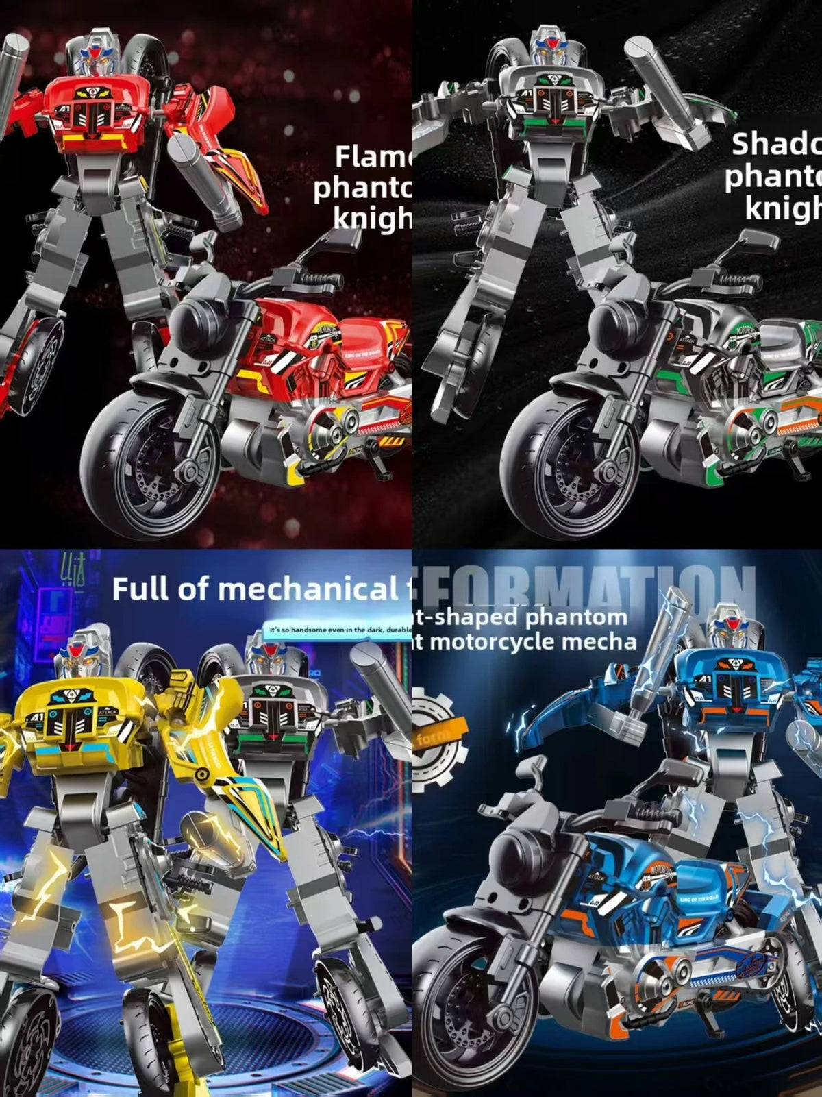 Deformed Motorcycle Robot Model Toy Educational DIY Bimorph Transformation Robot Gift