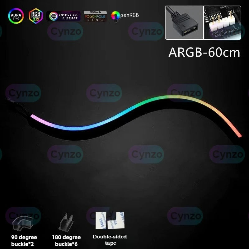 ARGB Motherboard PC Case Decoration 5V LED Strip - RGB Phantom Sync with Screen, AURA Sync Compatible 3Pin LED Strip
