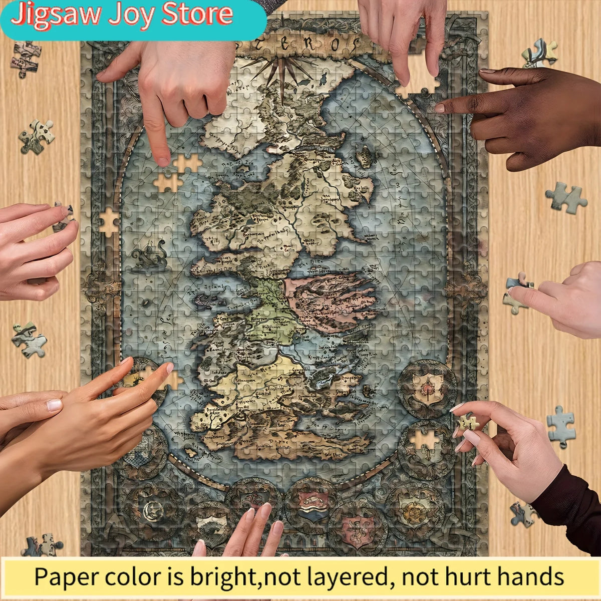 A Puzzle Featuring a Seamless Map of Westeros, Perfect for Puzzle Enthusiasts. Ideal for Family Events Such As Halloween, Chr