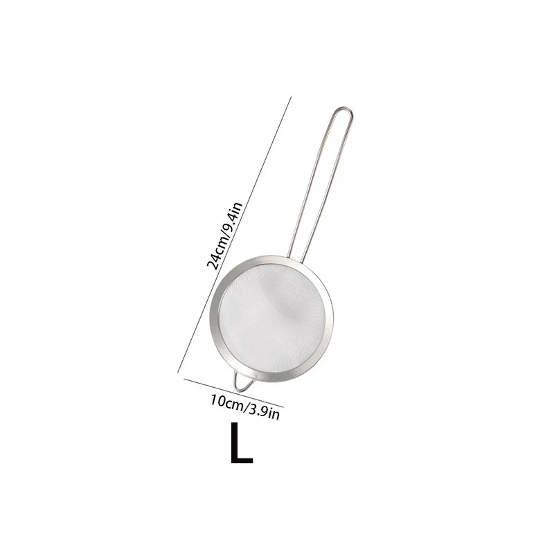 3pcs Stainless Steel Fine Mesh Strainer With Sturdy Handle And Hook, Colander Sifter For Juice Soy Milk, Kitchen Tools