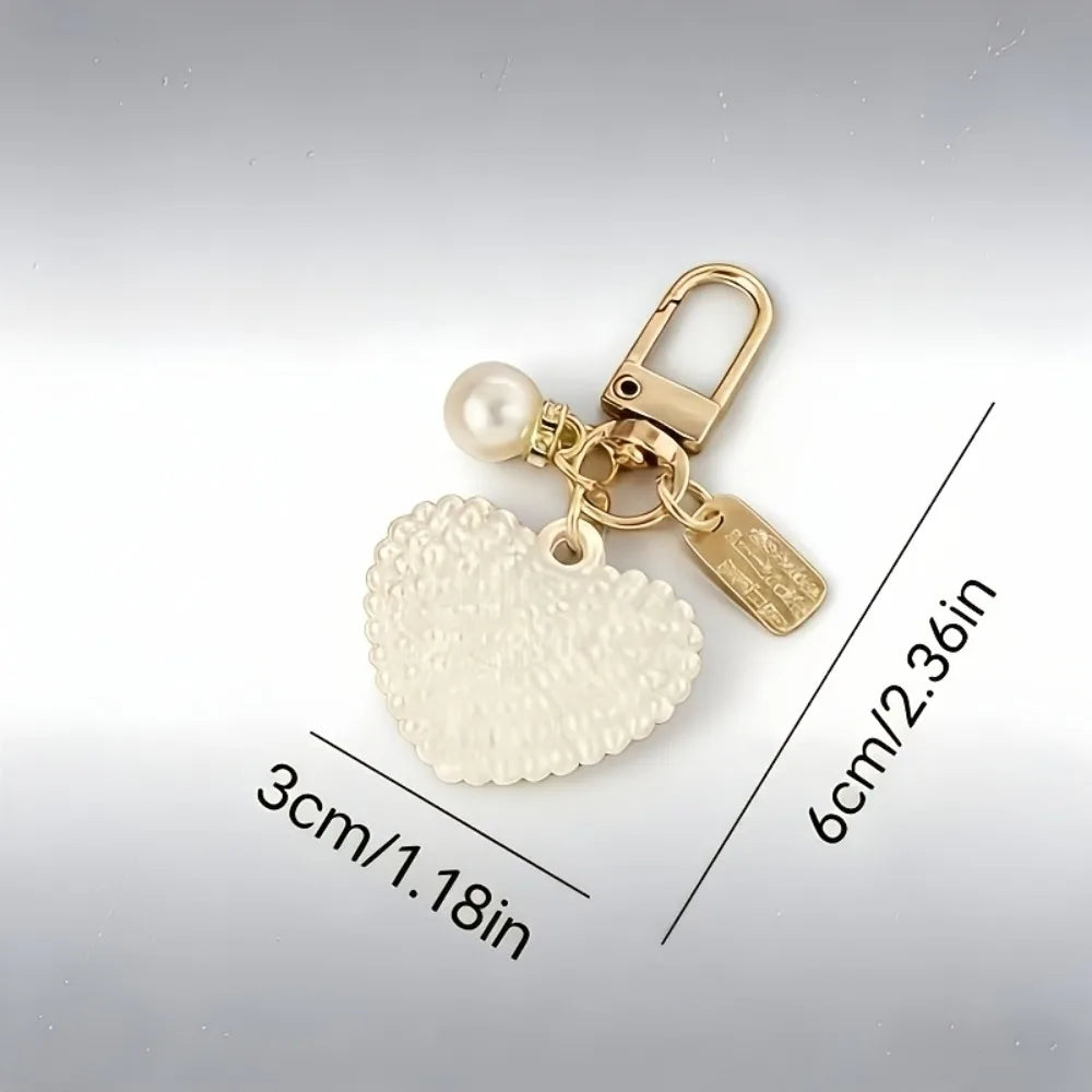 30pcs/10sets Faux Pearl Heart Keychain Set, Love Charm Metal Key Rings with Gift Cards&Bags, Wedding Party Favors for Women