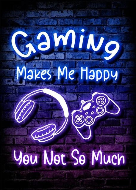 Gaming Neon Eat Sleep Game Repeat Canvas Posters Gamer Room Decor Canvas Print Art for Home Esports Bedroom Decor Gift Painting