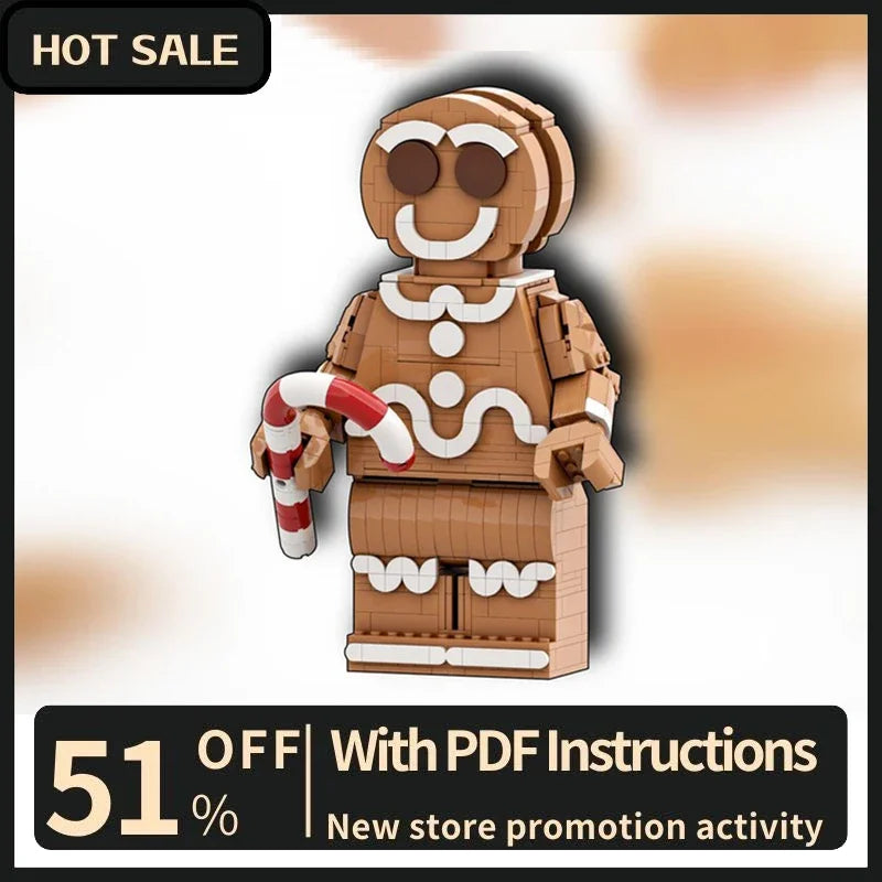New 835Pcs Hot Christmas Character Series Moc Gingerbread Man Model Building Custom Puzzle Diy Creative Idea Toys Birthday Gifts