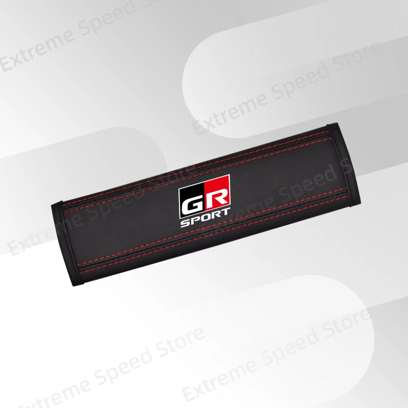 For Gazoo Racing GR Sport Emblem Corolla Camry C-HR RAV4 Yaris Leather Car Seat Belt Cushion Safety Belt Shoulder Protector Pad