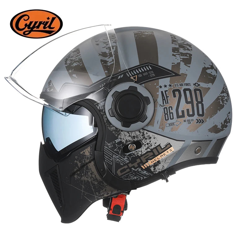 Modular Motorcycle Helmet Full Face Open Face Retro Helmets DOT ECE APPROVED CYRIL OP12A Capacete De Moto Masculino