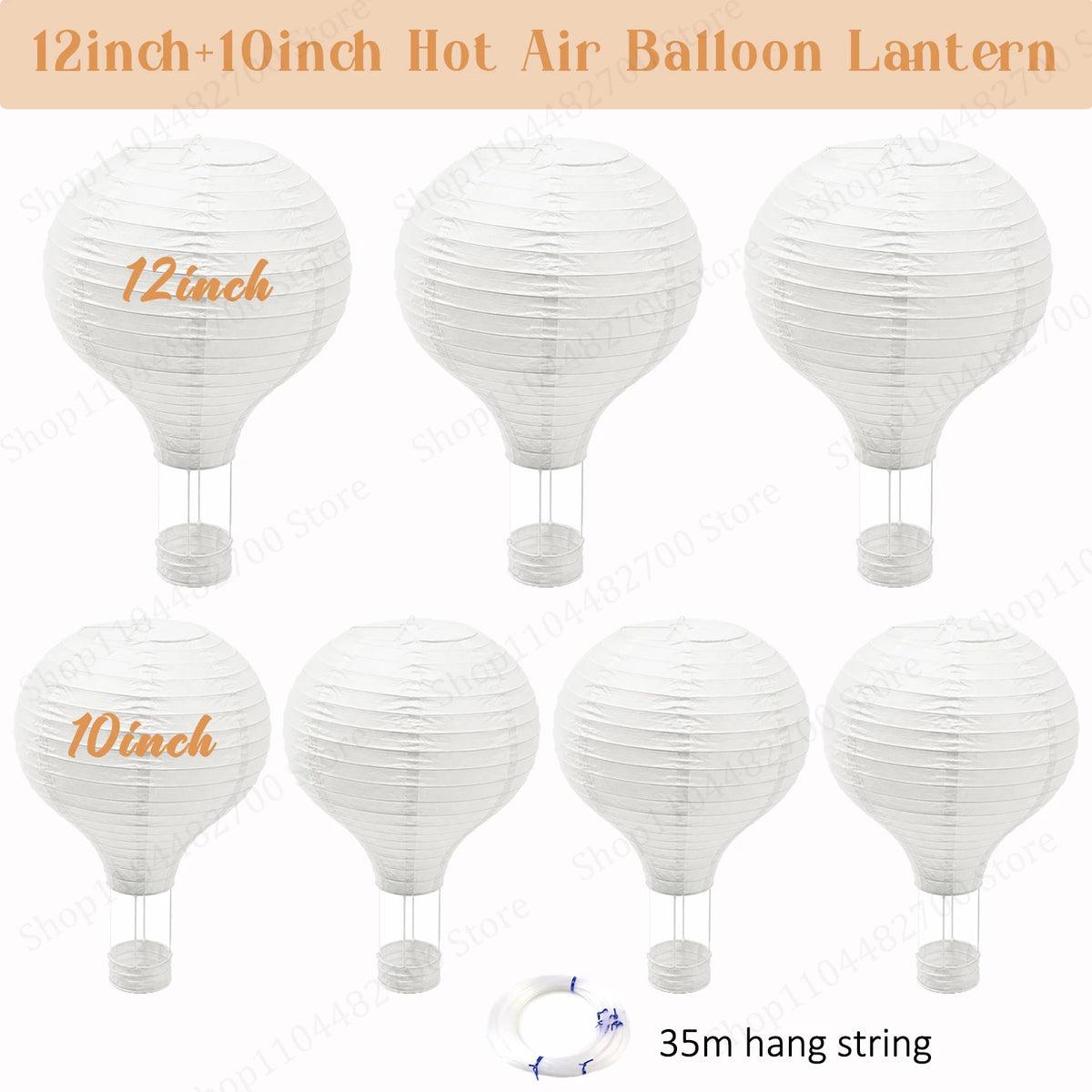 6-24Pcs Hanging Hot Air Balloon Paper Lanterns DIY Party Decorations 8-16inch White Paper Lantern for Wedding Baby Shower Party