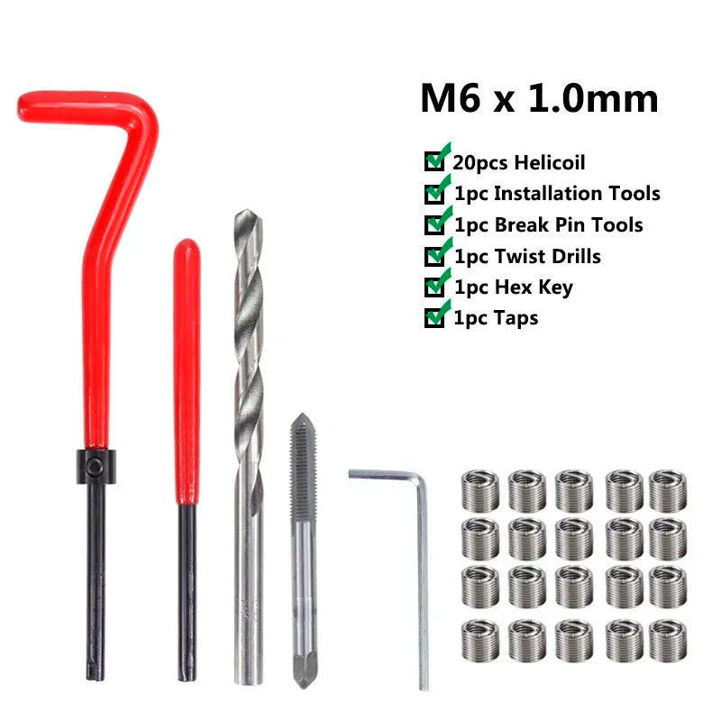 XCAN Thread Repair Kit M3 M4 M5 M6 M8 M10 M12 M14 Screw Thread Inserts For Restoring Damaged Threads Repair Tools Drill Bit