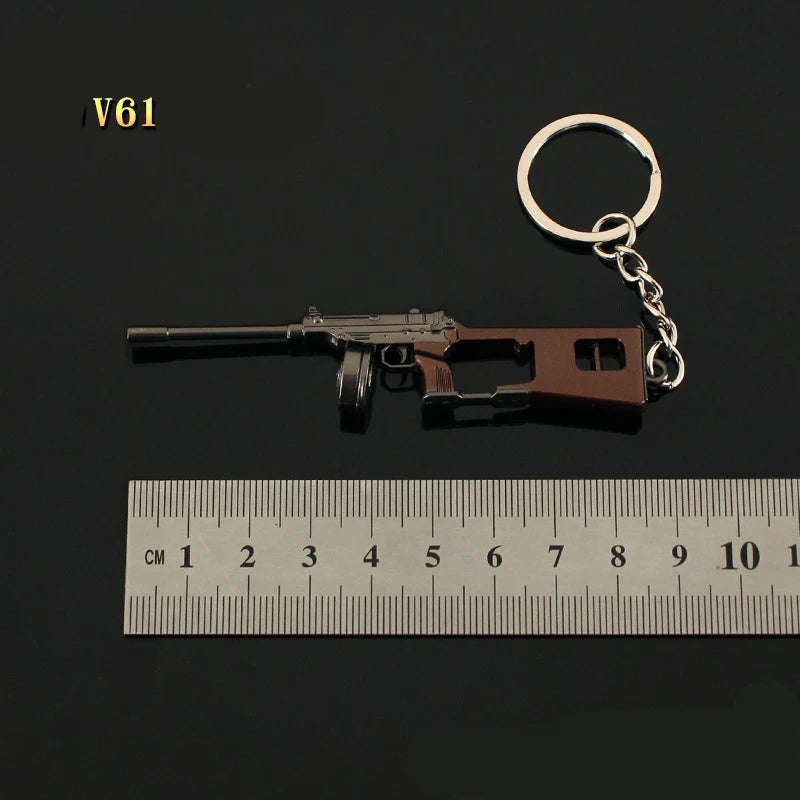 Resident Evil 8 Mini Shotgun Model Keychain V61 AK M1897 SA110 USM AI M1851 Revolver Alloy Key Ring Backpack Pendants