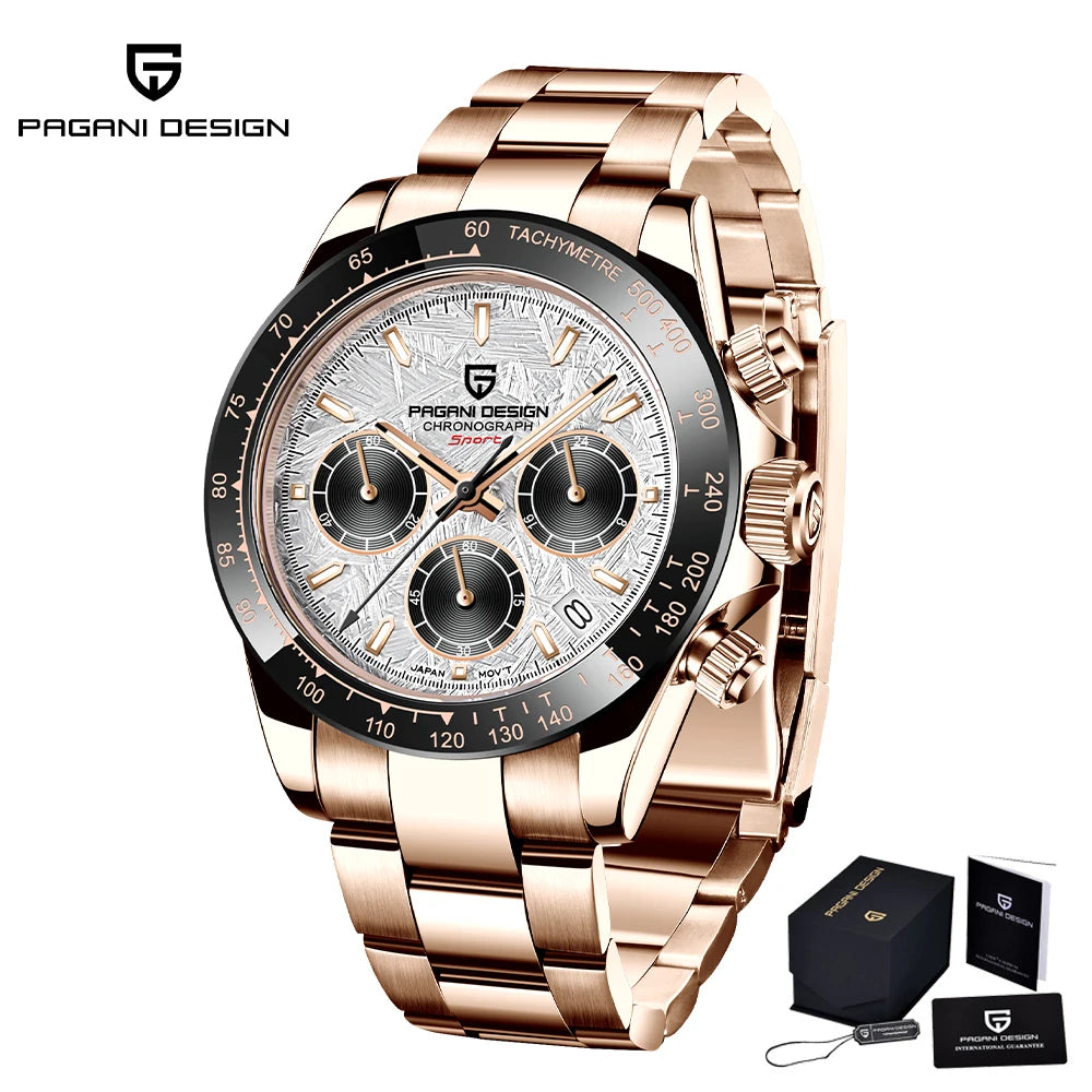 PAGANI Design PD1644 Men Quartz Watches Top Brand Luxury Sports Sapphire Stainless Steel Waterproof Chronograph Reloj Hombre