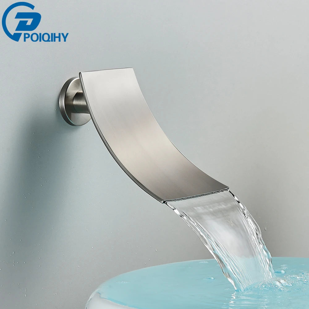 Brass Faucet Spout Black Bath Spout Golden Bathroom Faucet Accessory Waterfall Tub Spout Basin Water Outlet