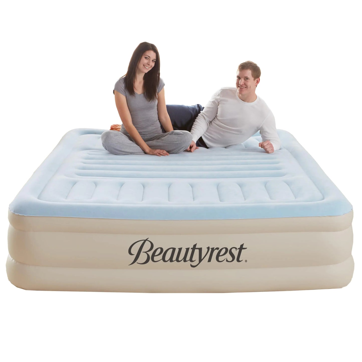 Beautyrest 18" Lumbar Supreme Air Mattress Tri-Zone Back & Edge Support Pillowtop Airbed Built-in Pump Quick Inflation King Size Luxury Airbed Portable Comfort Adjustable Firmness Easy Storage