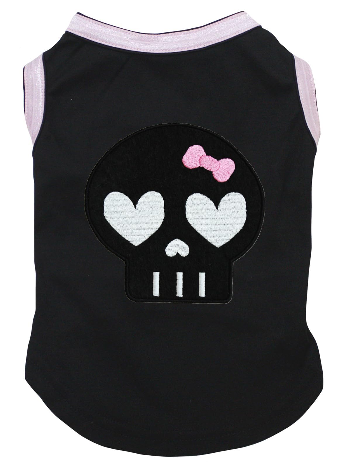 Petitebella Black Skull Face Puppy Dog Shirt (Black/Pink X-Large)