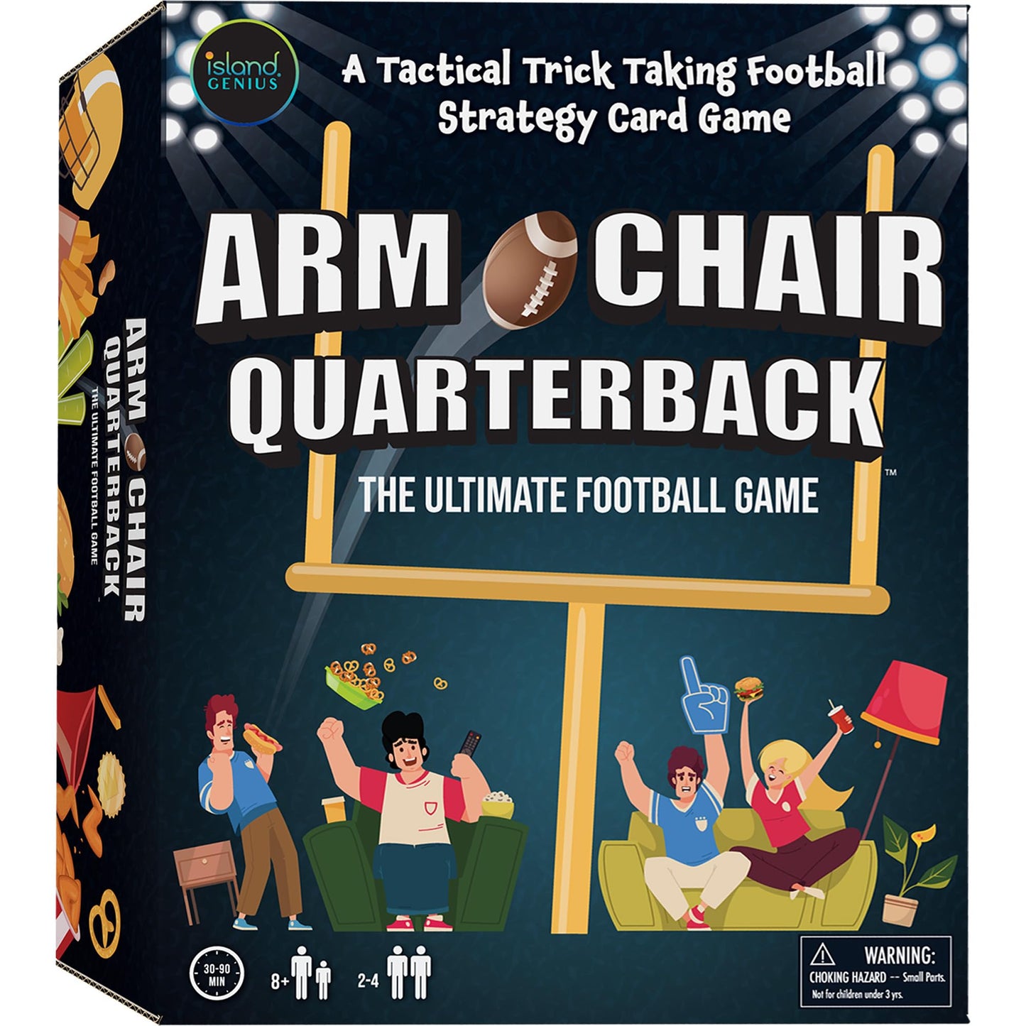 Island Genius Armchair Quarterback Football Game Table Top Board Game Strategic Card Game with Football Field Goalpost & Tokens Fun Football Card Game Family Games Adult & Kids (First Edition)