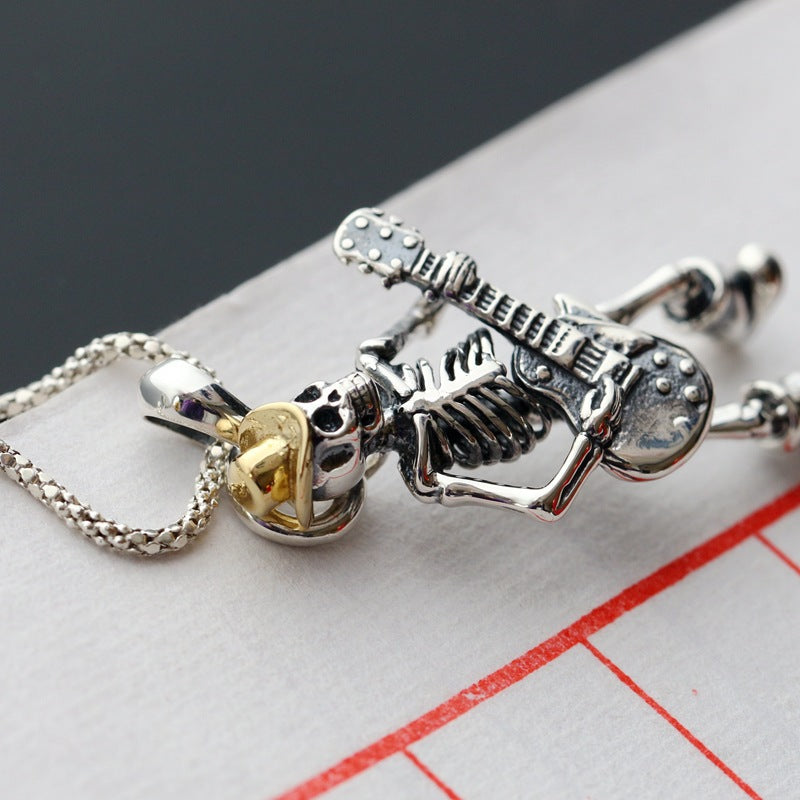Men's Fashion Guitar Skull Pendant Necklace for Trendsetters